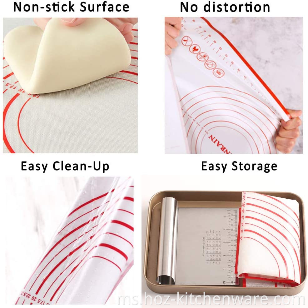 Silicone Pastry Baking Mat Non Stick Besar Besar Tebal Dengan Pengukuran Baking Mat Hoz Kutppasi